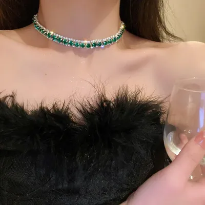 Luxury Green Zircon Necklace Earring Set (3 pcs)